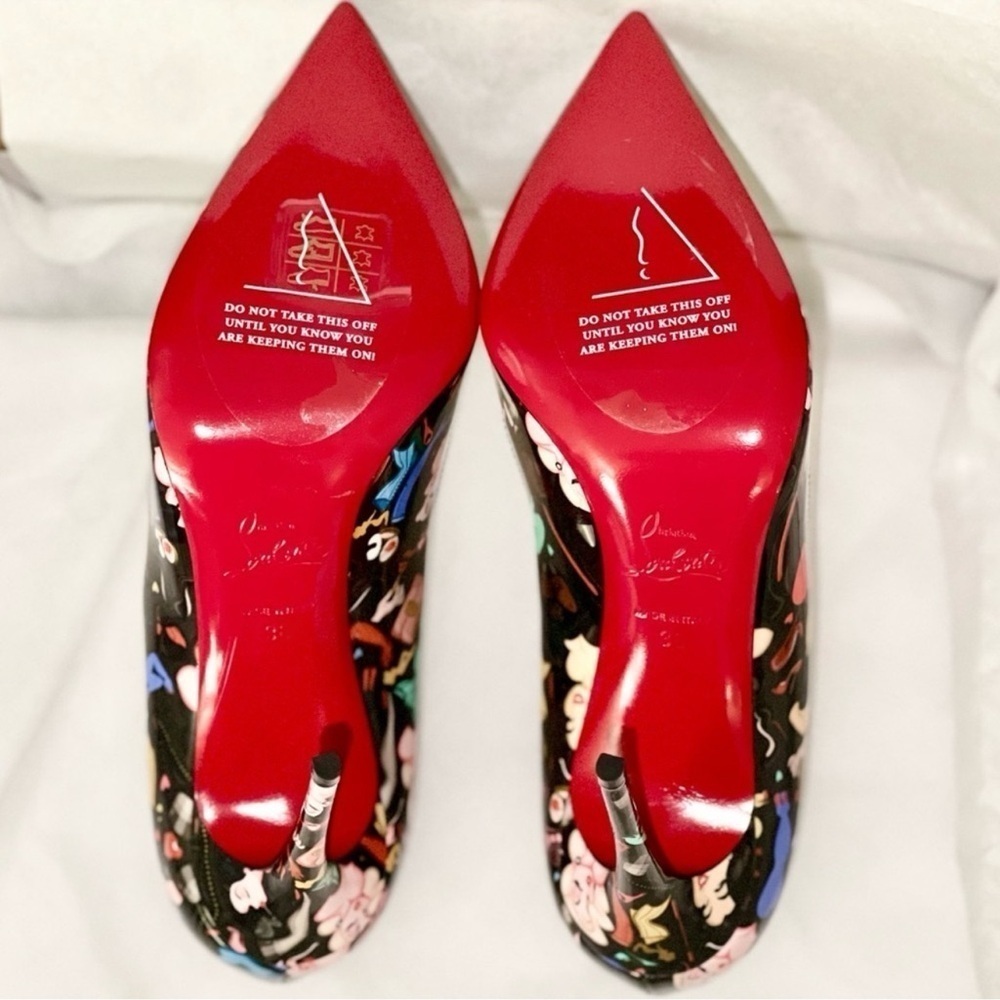 Christian Louboutin HotChick 100 pump Blk Patent Multi “Bored Lin Resille EU37.5 - Picture 12 of 14